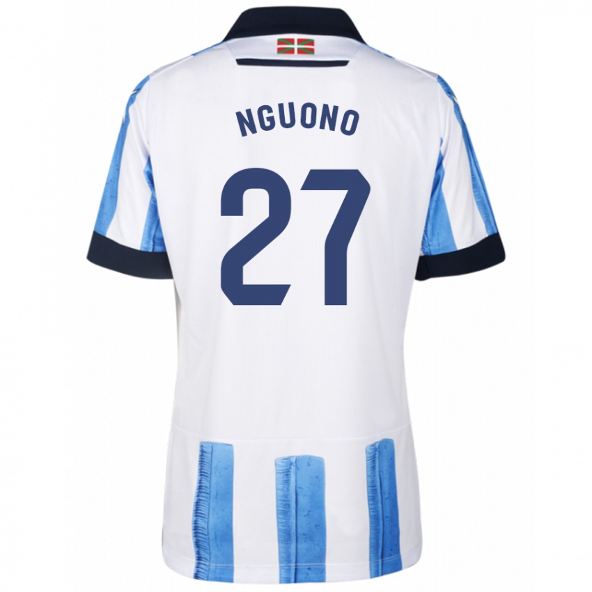 Niño Camiseta Job Nguono #27 Azul Blanco 1ª Equipación 2023/24 La Camisa Perú