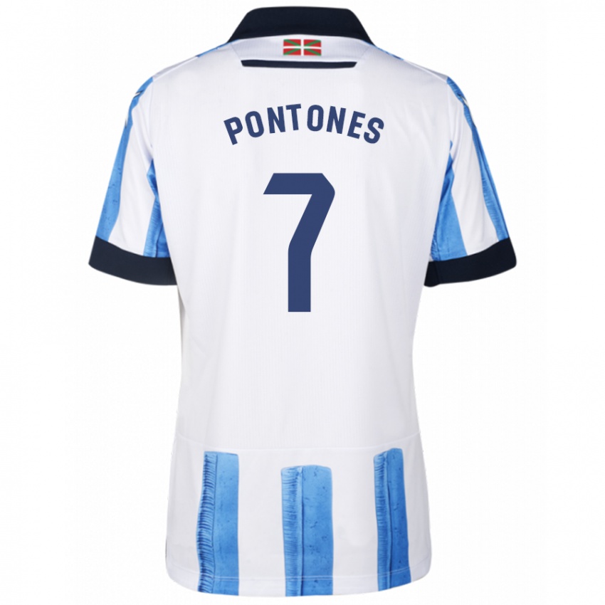 Niño Camiseta Juan Carlos Pontones #7 Azul Blanco 1ª Equipación 2023/24 La Camisa Perú