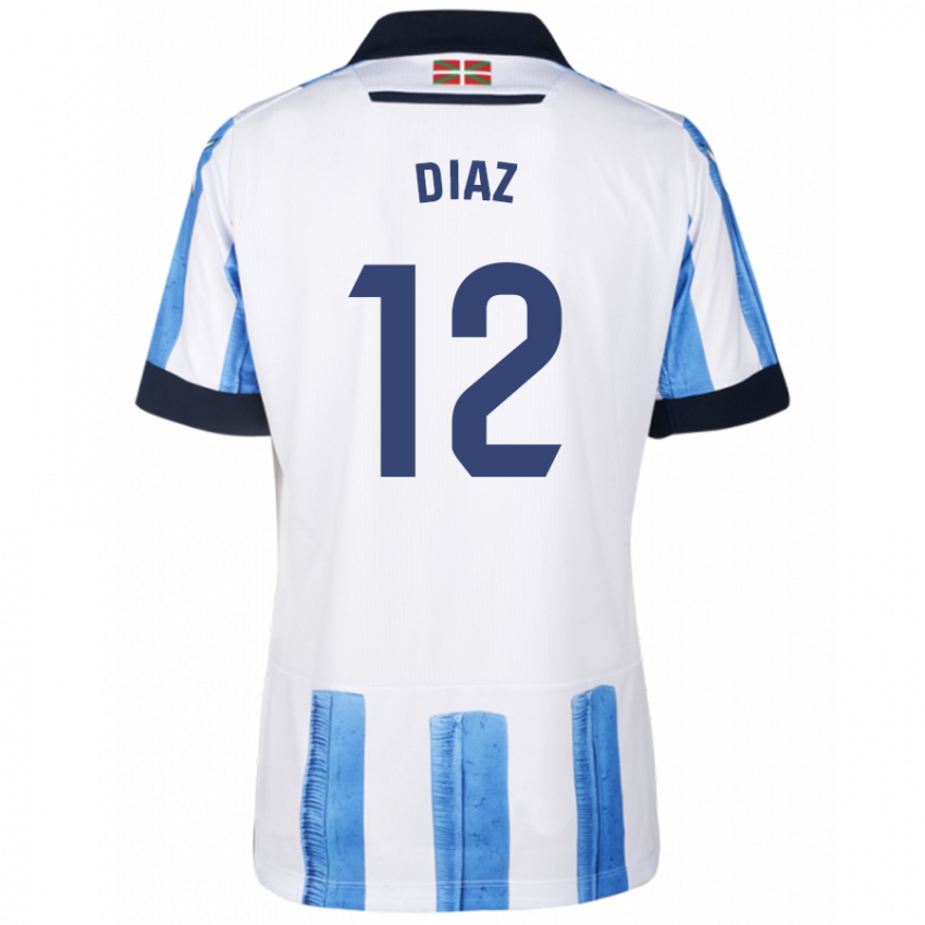 Niño Camiseta Ekain Díaz #12 Azul Blanco 1ª Equipación 2023/24 La Camisa Perú