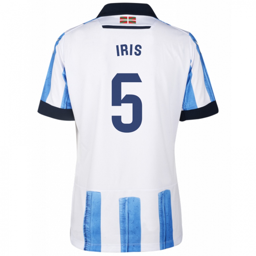 Niño Camiseta Iris Arnaiz Gil #5 Azul Blanco 1ª Equipación 2023/24 La Camisa Perú