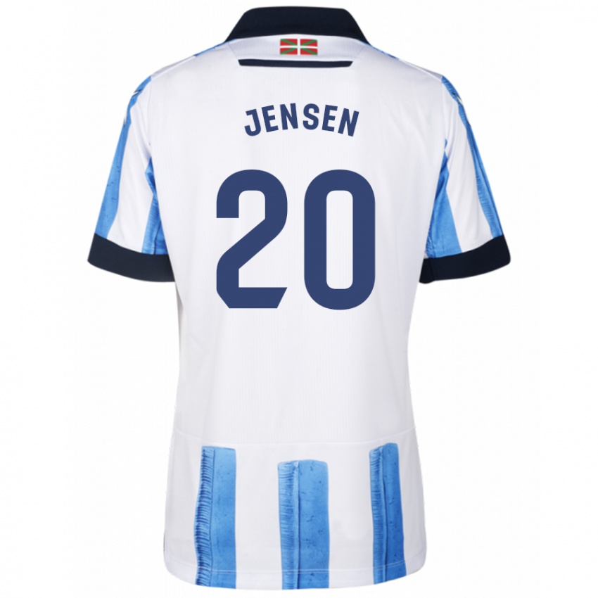 Niño Camiseta Synne Jensen #20 Azul Blanco 1ª Equipación 2023/24 La Camisa Perú