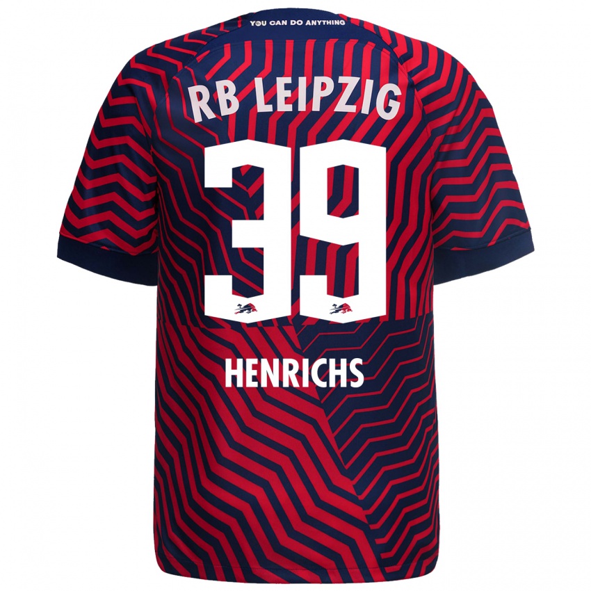 Niño Camiseta Benjamin Henrichs #39 Azul Rojo 2ª Equipación 2023/24 La Camisa Perú