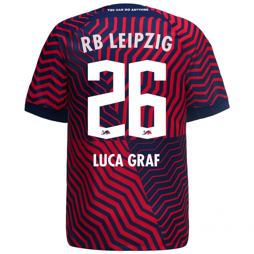 Niño Camiseta Luca Marie Graf #26 Azul Rojo 2ª Equipación 2023/24 La Camisa Perú