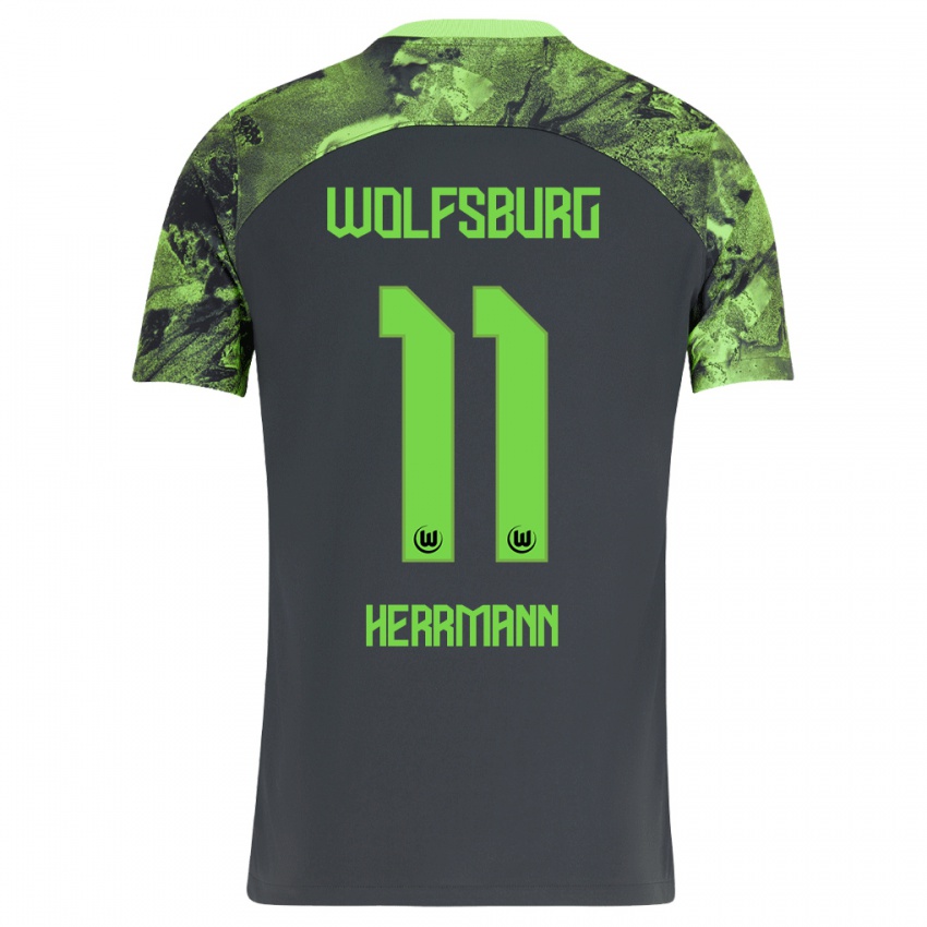 Niño Camiseta Max Herrmann #11 Gris Oscuro 2ª Equipación 2023/24 La Camisa Perú