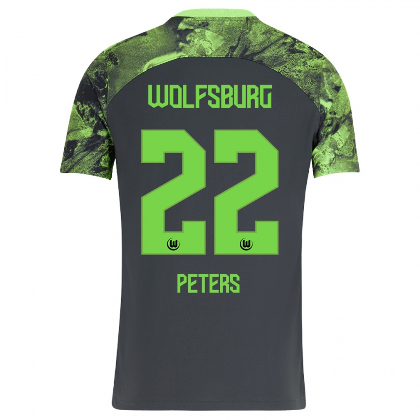 Niño Camiseta Laurin Peters #22 Gris Oscuro 2ª Equipación 2023/24 La Camisa Perú