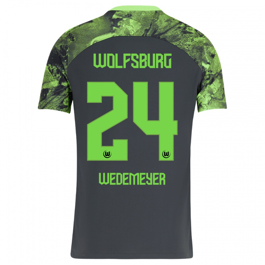 Niño Camiseta Joelle Wedemeyer #24 Gris Oscuro 2ª Equipación 2023/24 La Camisa Perú