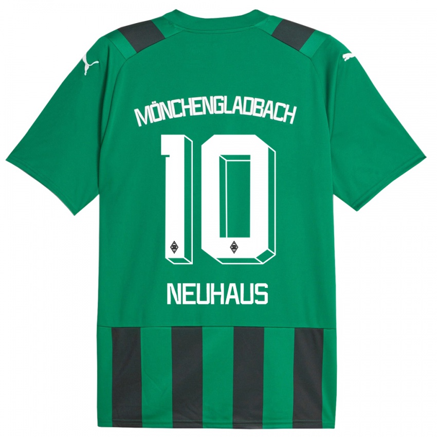 Niño Camiseta Florian Neuhaus #10 Verde Negro 2ª Equipación 2023/24 La Camisa Perú