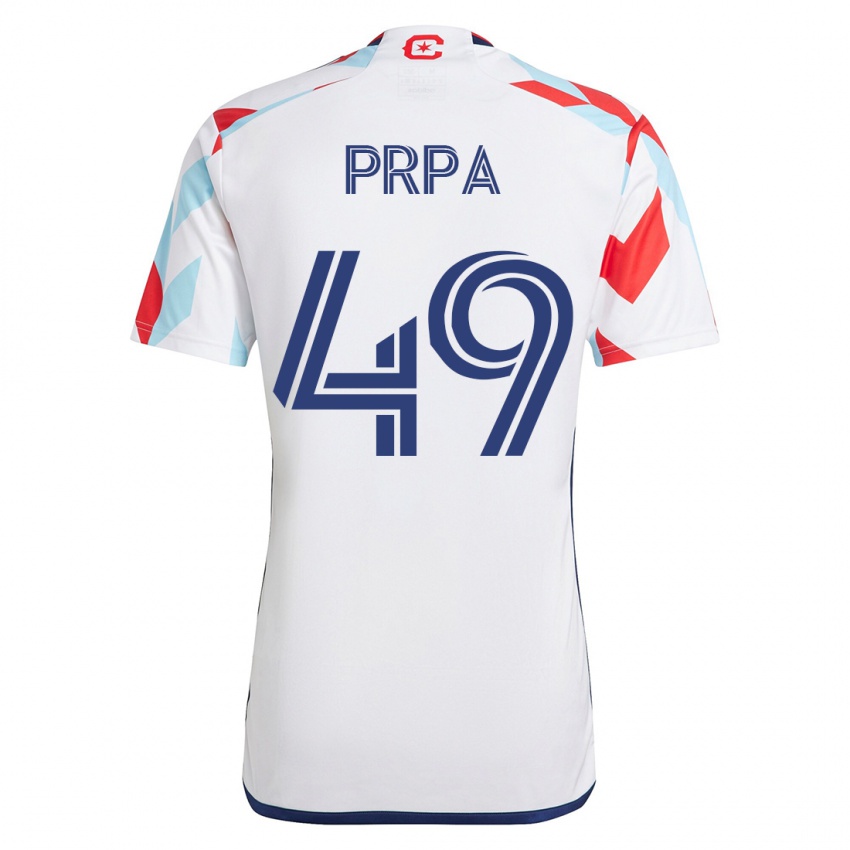 Niño Camiseta Luka Prpa #49 Blanco Azul 2ª Equipación 2023/24 La Camisa Perú