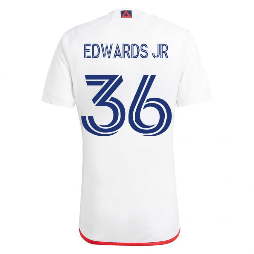 Niño Camiseta Earl Edwards Jr. #36 Blanco Rojo 2ª Equipación 2023/24 La Camisa Perú