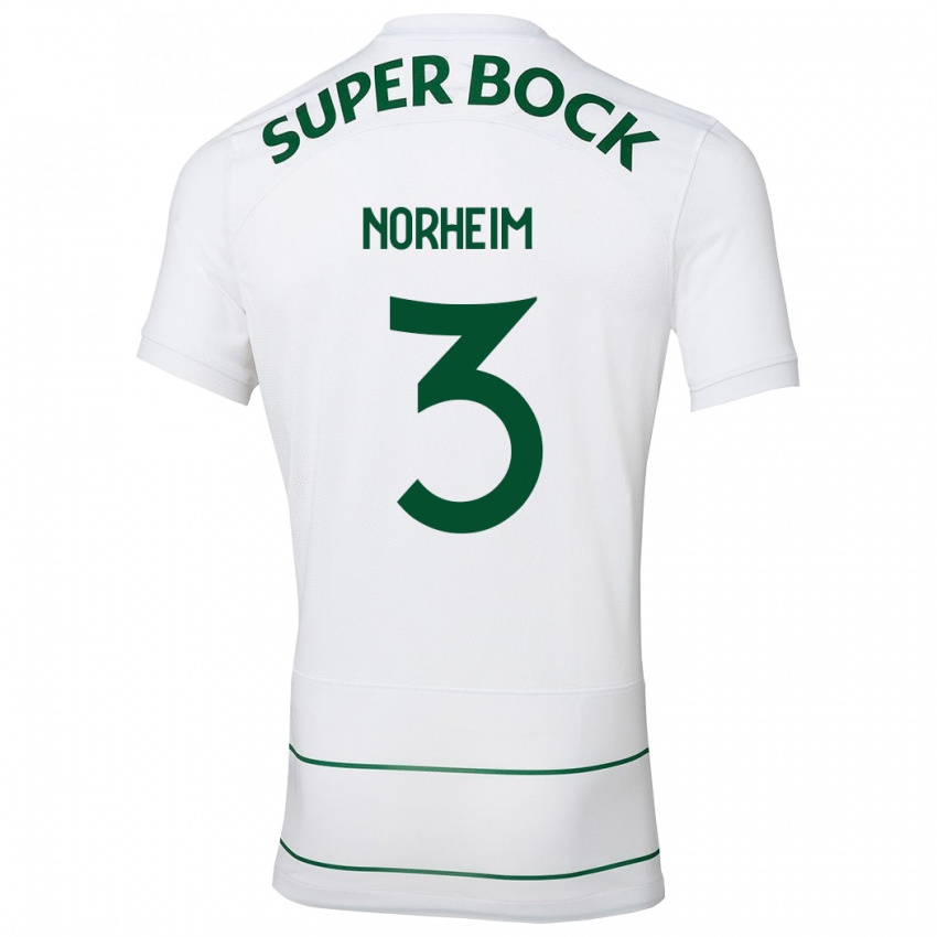 Niño Camiseta Andrea Norheim #3 Blanco 2ª Equipación 2023/24 La Camisa Perú