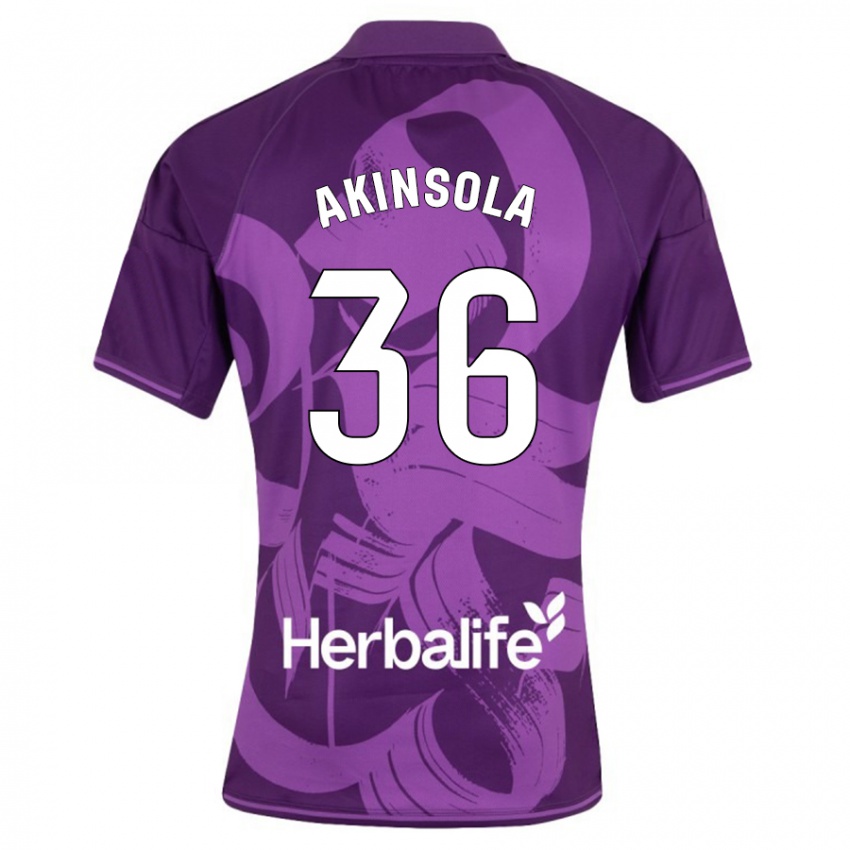 Niño Camiseta Tunde Akinsola #36 Violeta 2ª Equipación 2023/24 La Camisa Perú