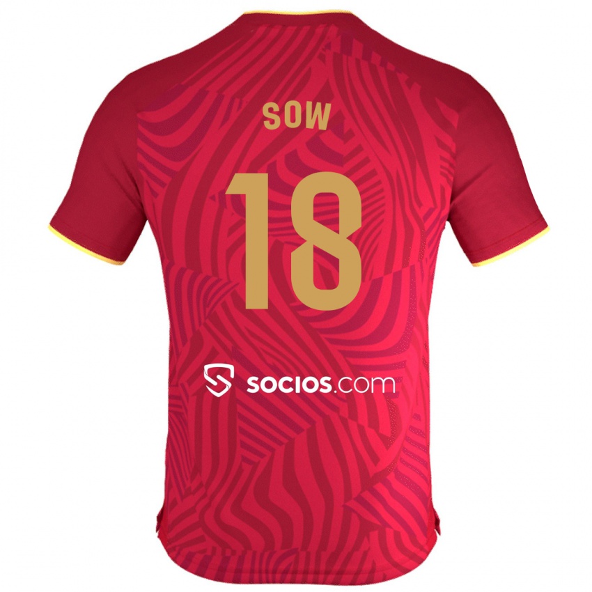 Niño Camiseta Djibril Sow #18 Rojo 2ª Equipación 2023/24 La Camisa Perú