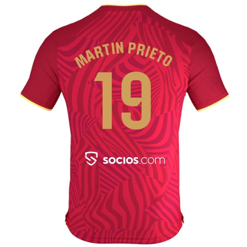 Niño Camiseta Cristina Martín-Prieto Gutiérrez #19 Rojo 2ª Equipación 2023/24 La Camisa Perú
