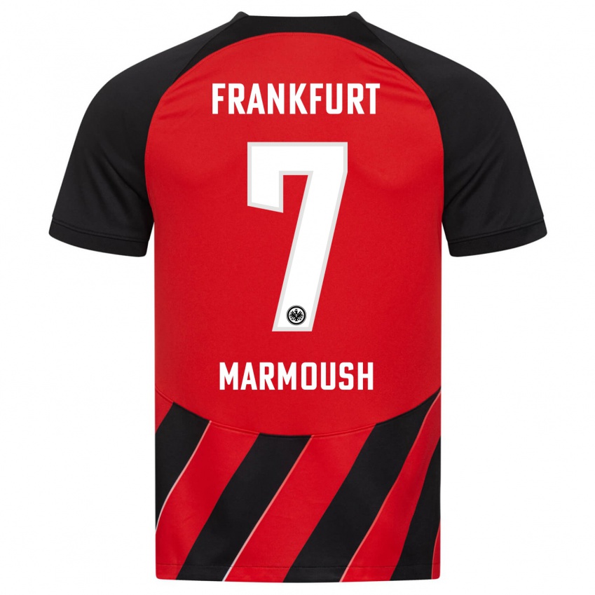 Hombre Camiseta Omar Marmoush #7 Negro Rojo 1ª Equipación 2023/24 La Camisa Perú