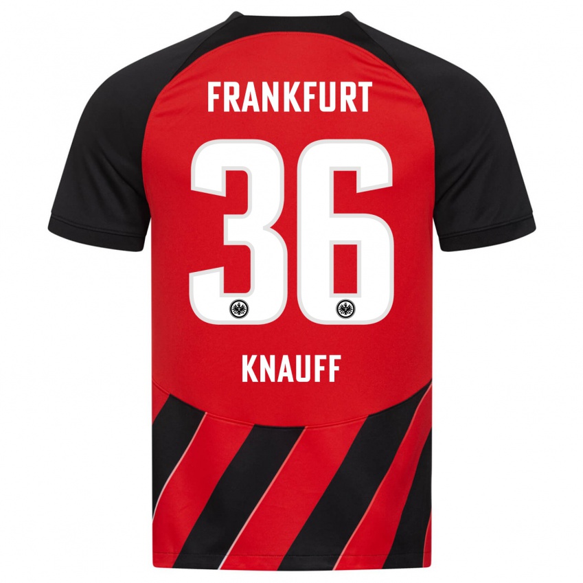 Hombre Camiseta Ansgar Knauff #36 Negro Rojo 1ª Equipación 2023/24 La Camisa Perú