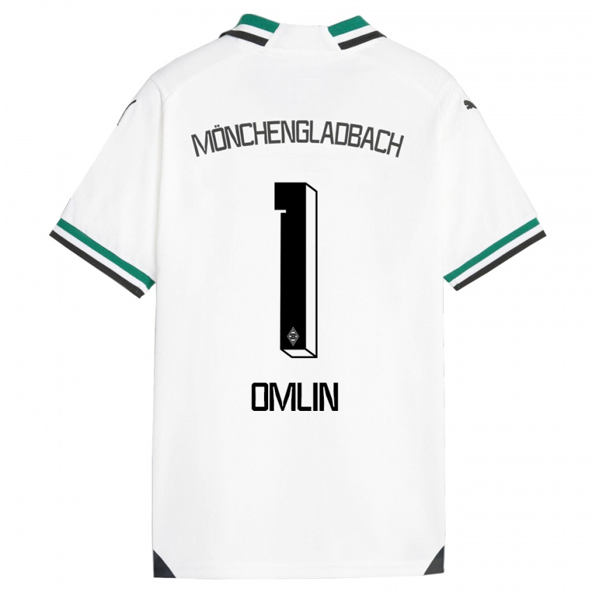 Hombre Camiseta Jonas Omlin #1 Blanco Verde 1ª Equipación 2023/24 La Camisa Perú