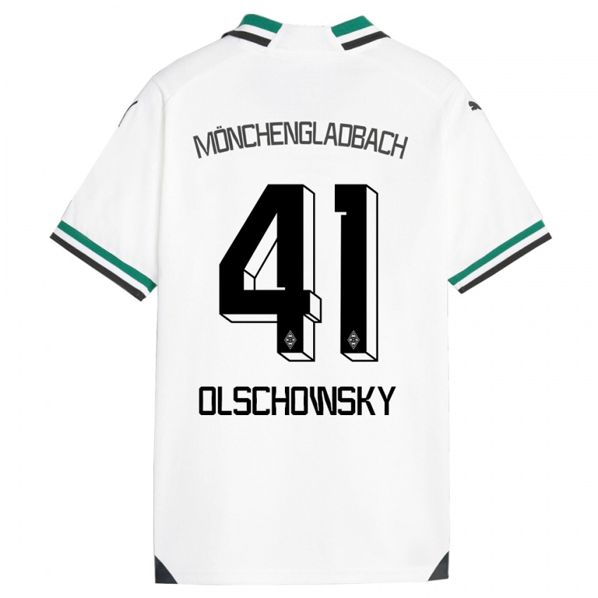 Hombre Camiseta Jan Olschowsky #41 Blanco Verde 1ª Equipación 2023/24 La Camisa Perú