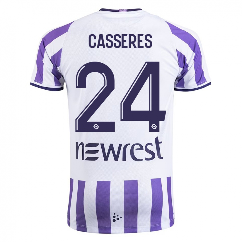 Hombre Camiseta Cristian Cásseres Jr. #24 Blanco 1ª Equipación 2023/24 La Camisa Perú