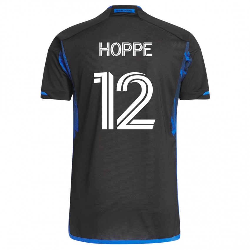 Hombre Camiseta Matthew Hoppe #12 Azul Negro 1ª Equipación 2023/24 La Camisa Perú