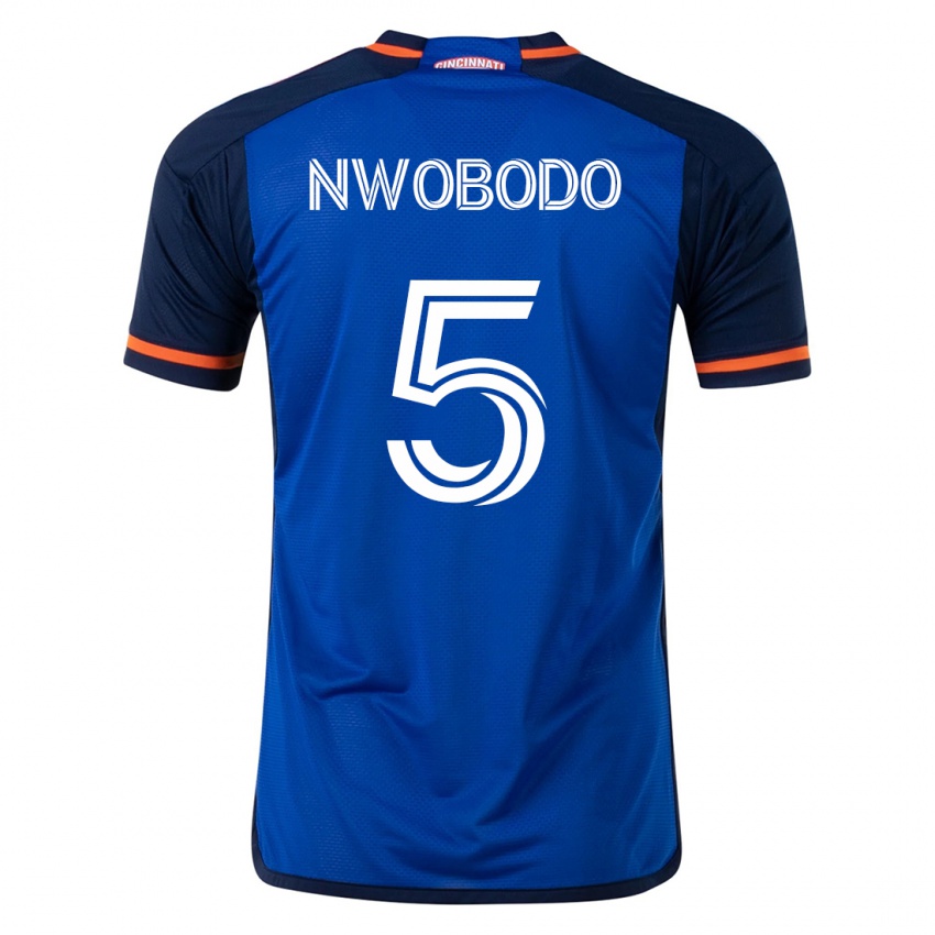 Hombre Camiseta Obinna Nwobodo #5 Azul 1ª Equipación 2023/24 La Camisa Perú