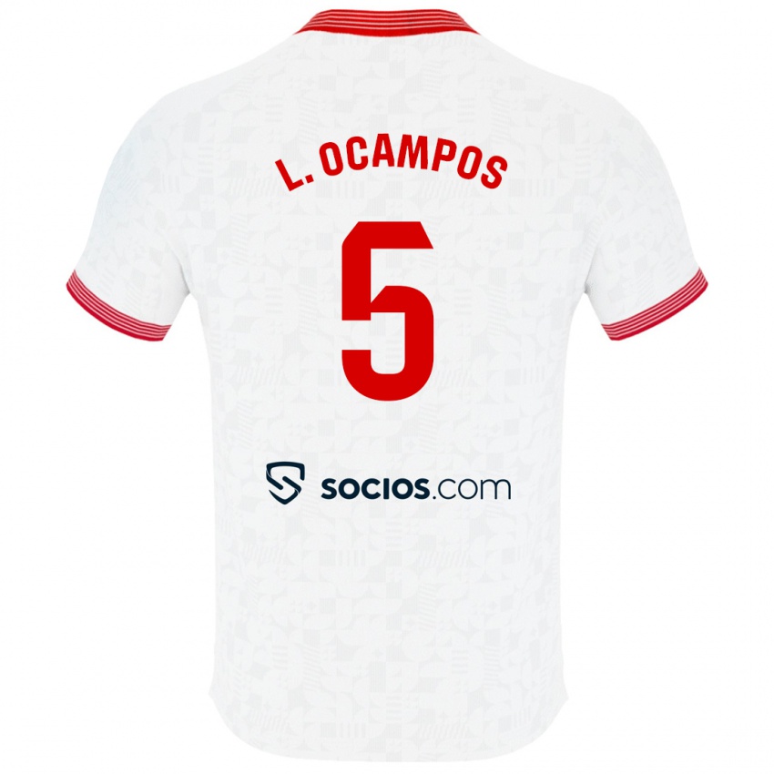 Hombre Camiseta Lucas Ocampos #5 Blanco 1ª Equipación 2023/24 La Camisa Perú