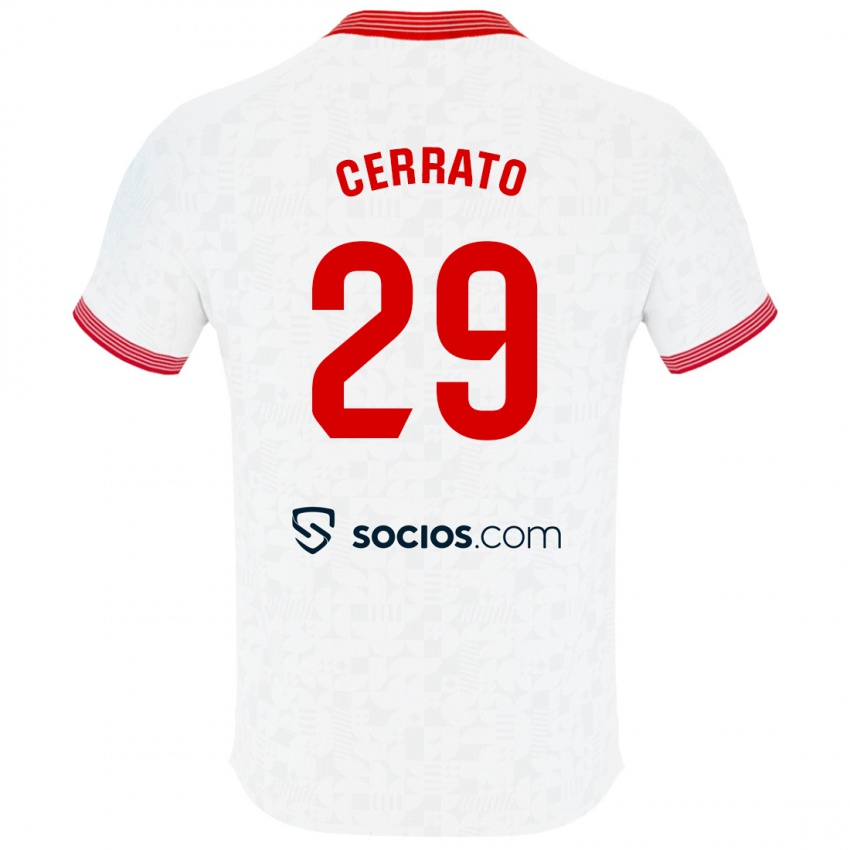 Hombre Camiseta Alba Cerrato Izquierdo #29 Blanco 1ª Equipación 2023/24 La Camisa Perú