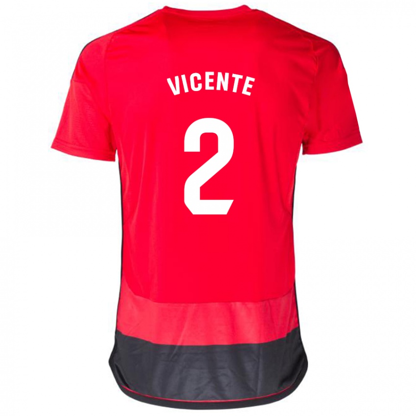 Hombre Camiseta David Vicente #2 Negro Rojo 1ª Equipación 2023/24 La Camisa Perú