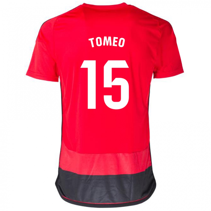 Hombre Camiseta Pablo Tomeo #15 Negro Rojo 1ª Equipación 2023/24 La Camisa Perú
