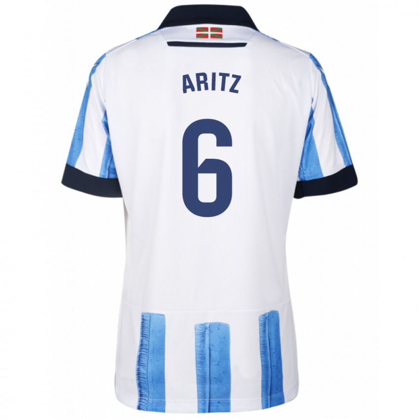 Hombre Camiseta Aritz Elustondo #6 Azul Blanco 1ª Equipación 2023/24 La Camisa Perú