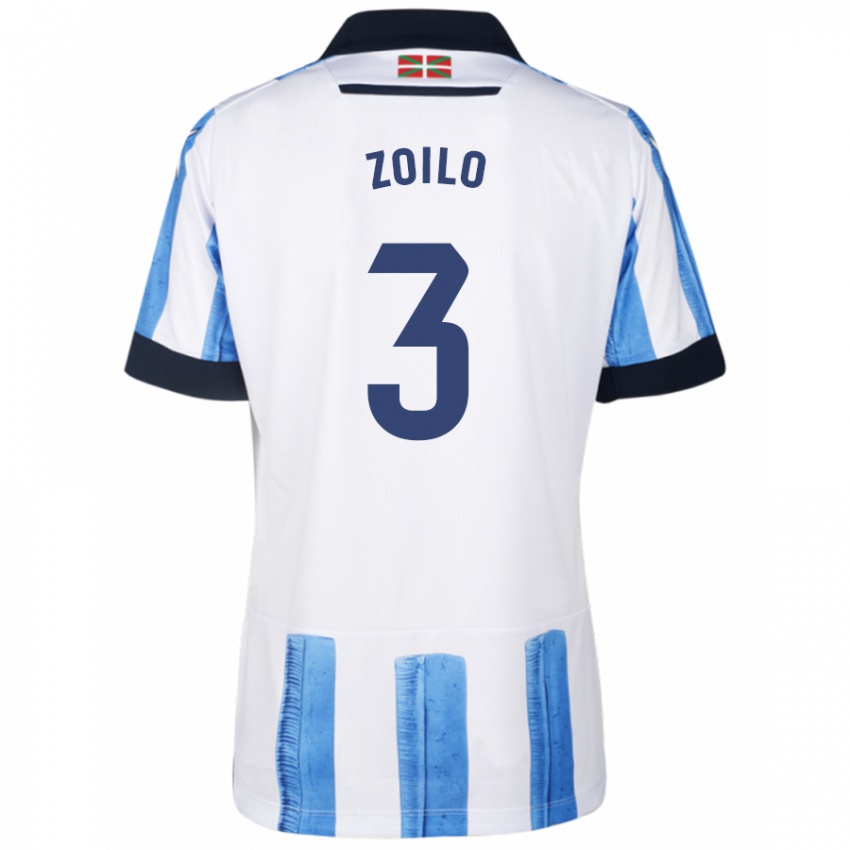 Hombre Camiseta Ander Zoilo #3 Azul Blanco 1ª Equipación 2023/24 La Camisa Perú