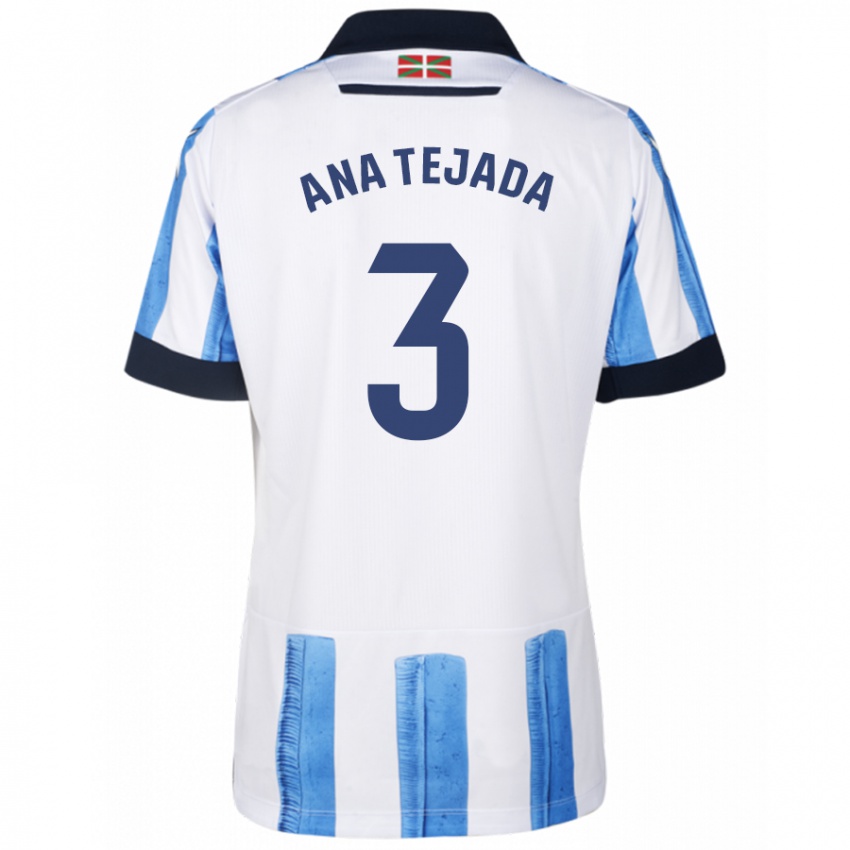 Hombre Camiseta Ana Tejada Jiménez #3 Azul Blanco 1ª Equipación 2023/24 La Camisa Perú