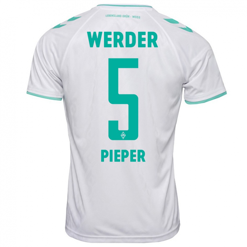 Hombre Camiseta Amos Pieper #5 Blanco 2ª Equipación 2023/24 La Camisa Perú