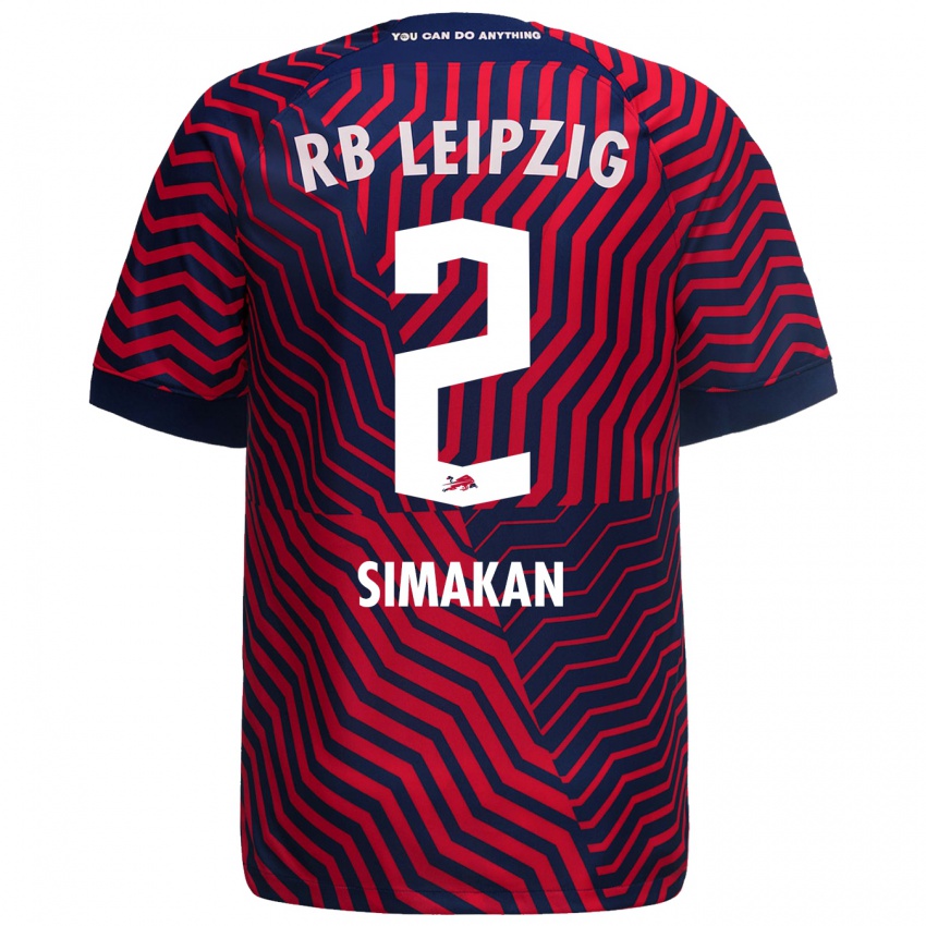 Hombre Camiseta Mohamed Simakan #2 Azul Rojo 2ª Equipación 2023/24 La Camisa Perú