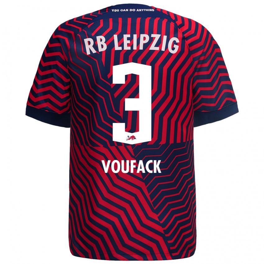 Hombre Camiseta Lionel Voufack #3 Azul Rojo 2ª Equipación 2023/24 La Camisa Perú