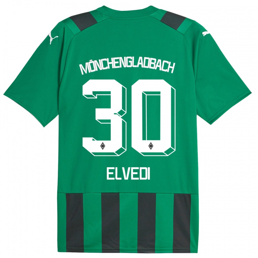 Hombre Camiseta Nico Elvedi #30 Verde Negro 2ª Equipación 2023/24 La Camisa Perú