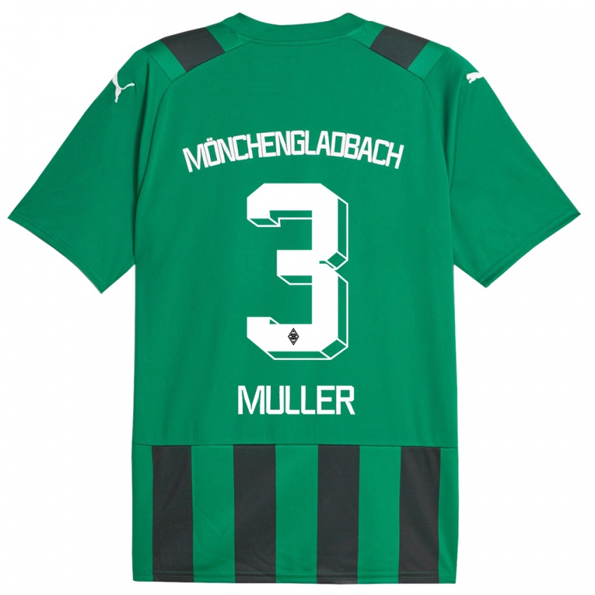 Hombre Camiseta Barbara Müller #3 Verde Negro 2ª Equipación 2023/24 La Camisa Perú