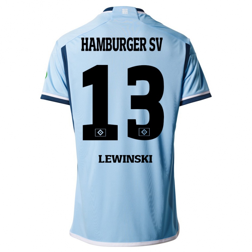 Hombre Camiseta Fyn-Luca Lewinski #13 Azul 2ª Equipación 2023/24 La Camisa Perú