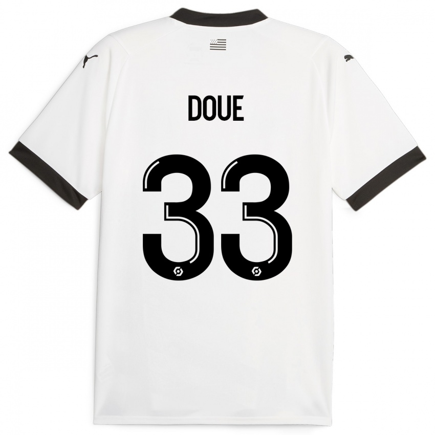 Hombre Camiseta Désiré Doué #33 Blanco 2ª Equipación 2023/24 La Camisa Perú