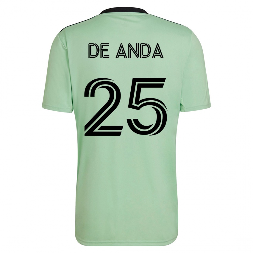 Hombre Camiseta Anthony De Anda #25 Verde Claro 2ª Equipación 2023/24 La Camisa Perú