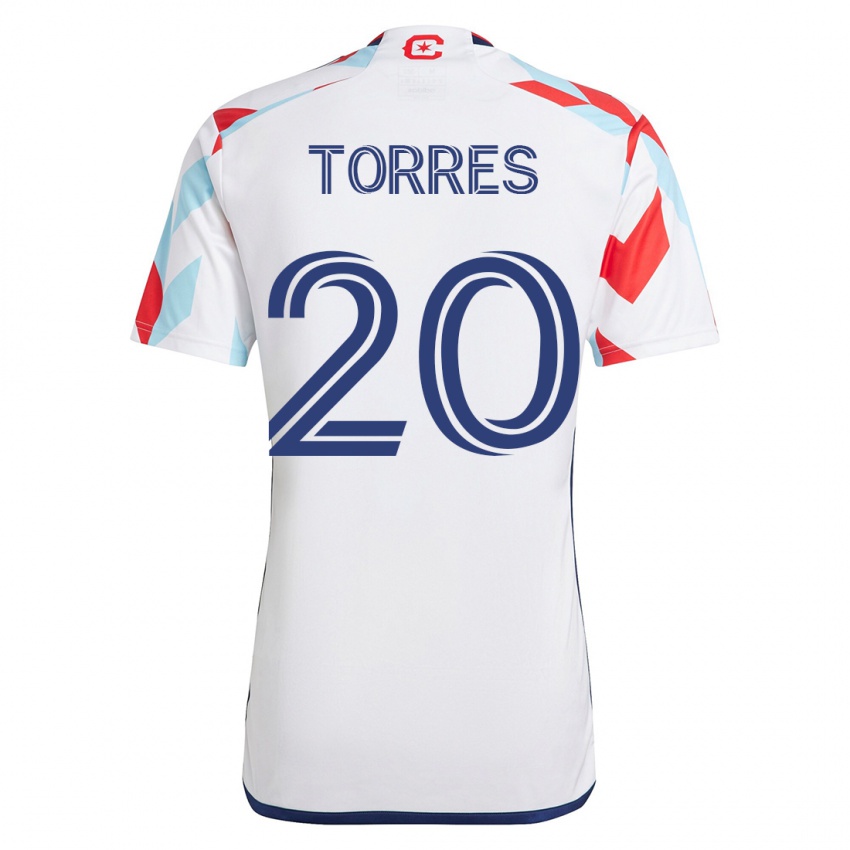 Hombre Camiseta Jairo Torres #20 Blanco Azul 2ª Equipación 2023/24 La Camisa Perú