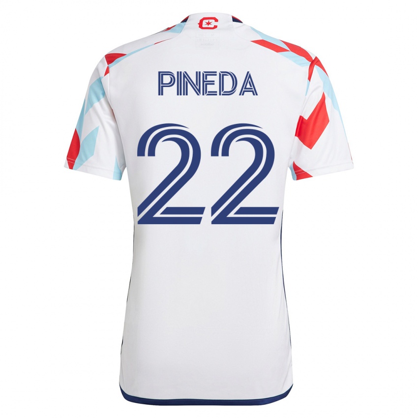 Hombre Camiseta Mauricio Pineda #22 Blanco Azul 2ª Equipación 2023/24 La Camisa Perú