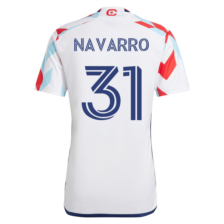 Hombre Camiseta Federico Navarro #31 Blanco Azul 2ª Equipación 2023/24 La Camisa Perú