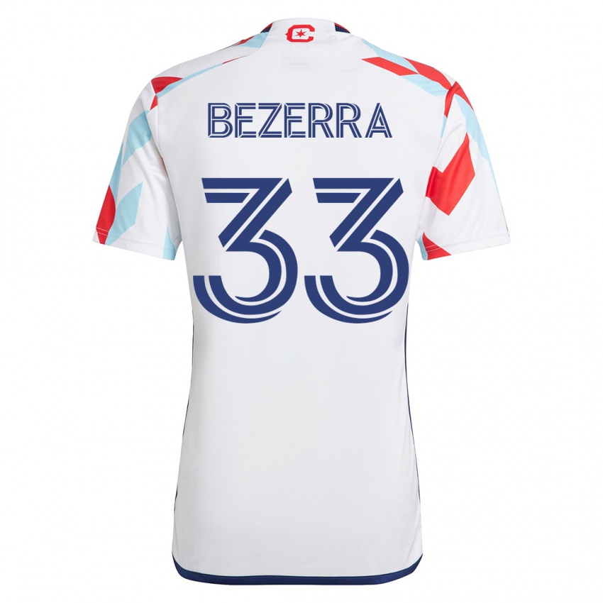 Hombre Camiseta Victor Bezerra #33 Blanco Azul 2ª Equipación 2023/24 La Camisa Perú