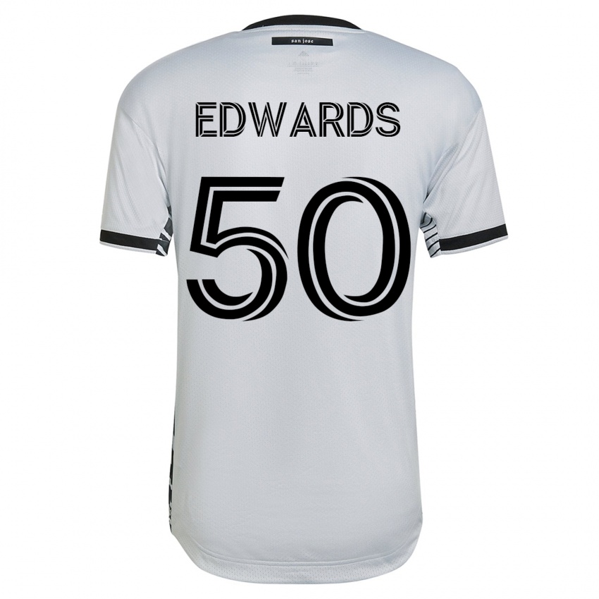 Hombre Camiseta Aaron Edwards #50 Blanco 2ª Equipación 2023/24 La Camisa Perú