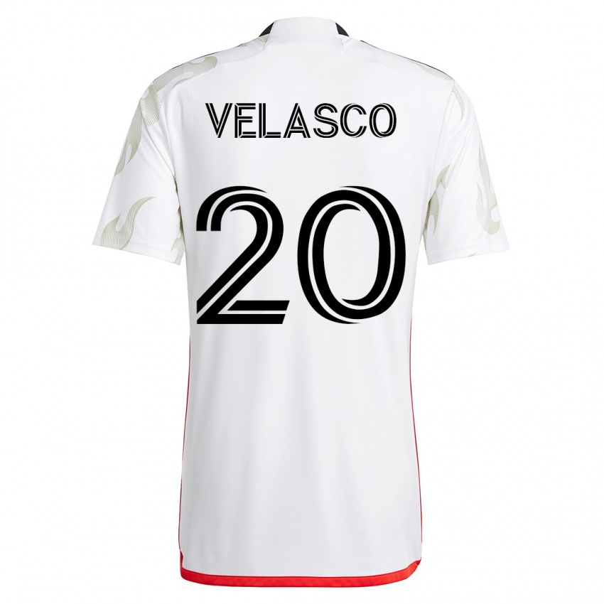 Hombre Camiseta Alan Velasco #20 Blanco 2ª Equipación 2023/24 La Camisa Perú