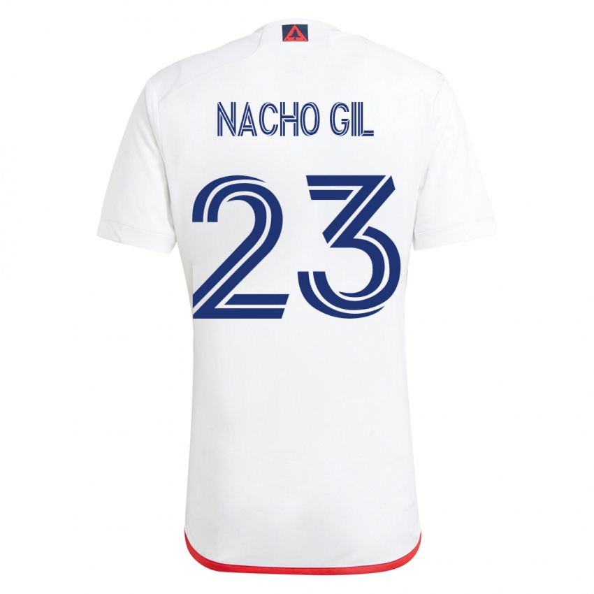 Hombre Camiseta Nacho Gil #23 Blanco Rojo 2ª Equipación 2023/24 La Camisa Perú