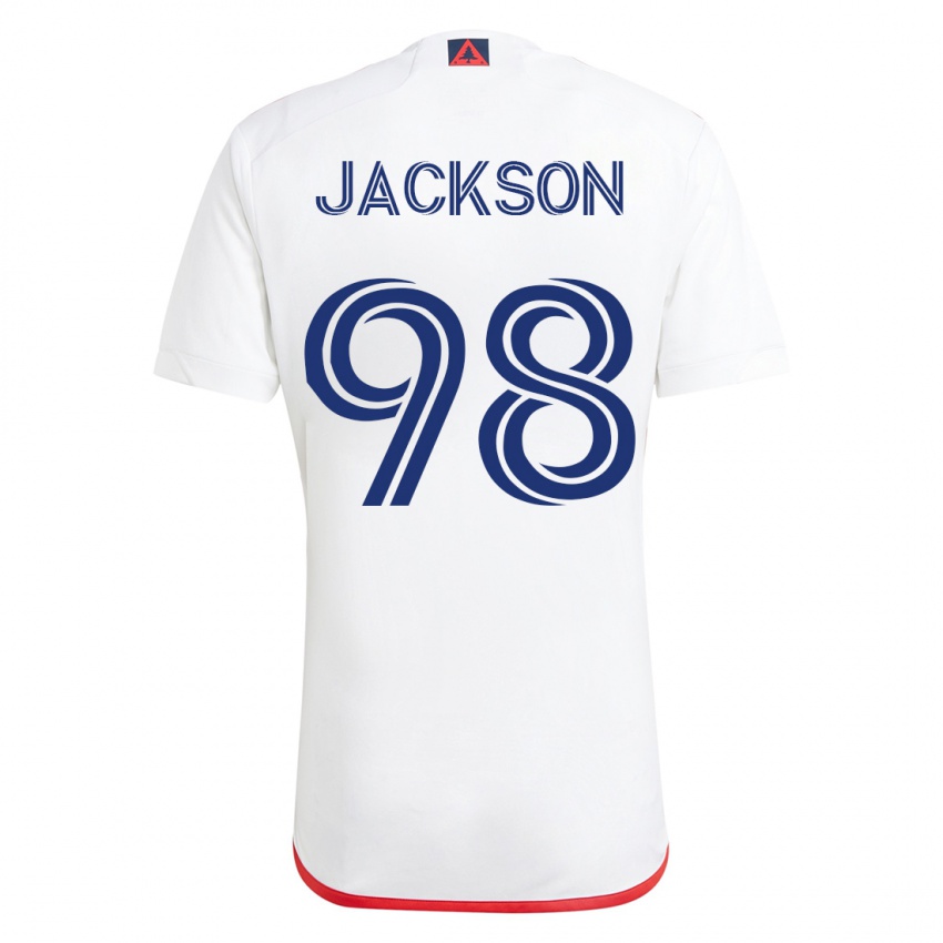 Hombre Camiseta Jacob Jackson #98 Blanco Rojo 2ª Equipación 2023/24 La Camisa Perú