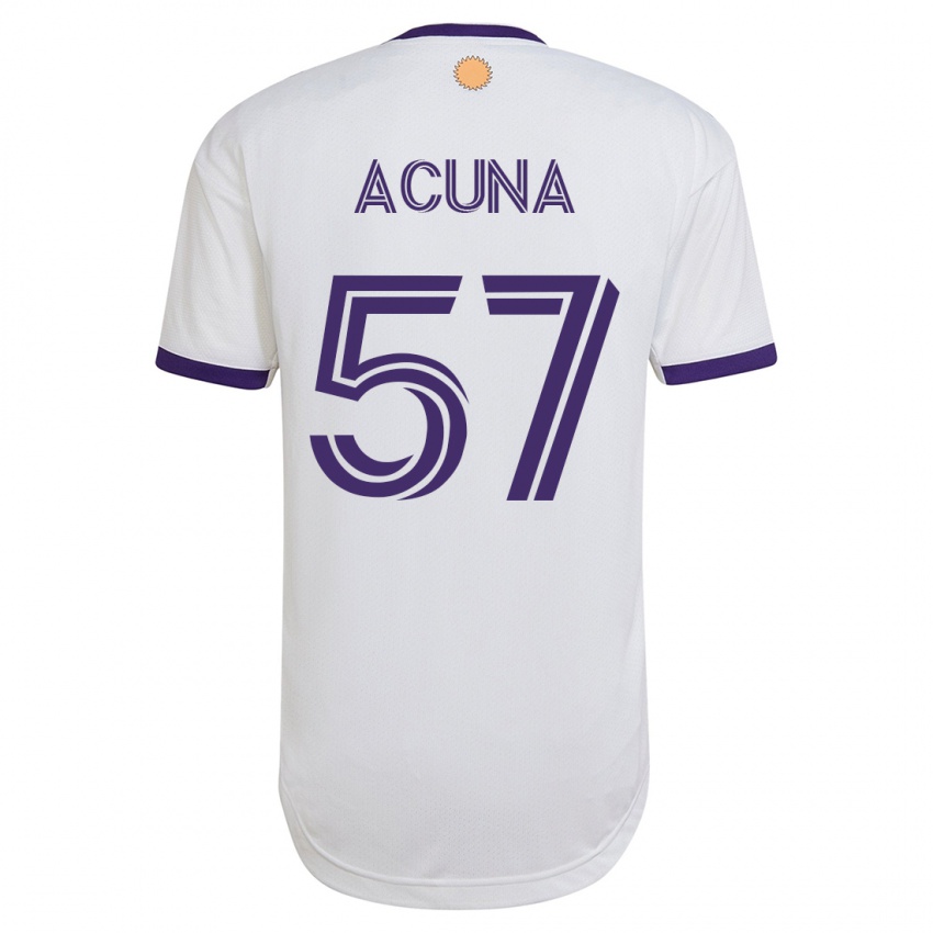 Hombre Camiseta Cristofer Acuña #57 Blanco 2ª Equipación 2023/24 La Camisa Perú