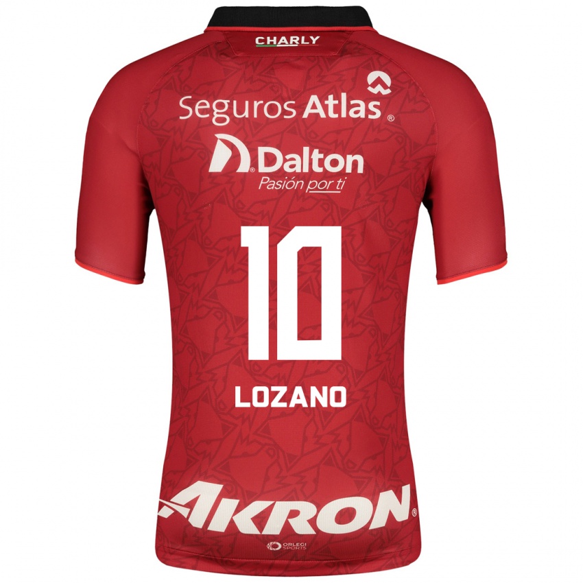 Hombre Camiseta Brian Lozano #10 Rojo 2ª Equipación 2023/24 La Camisa Perú
