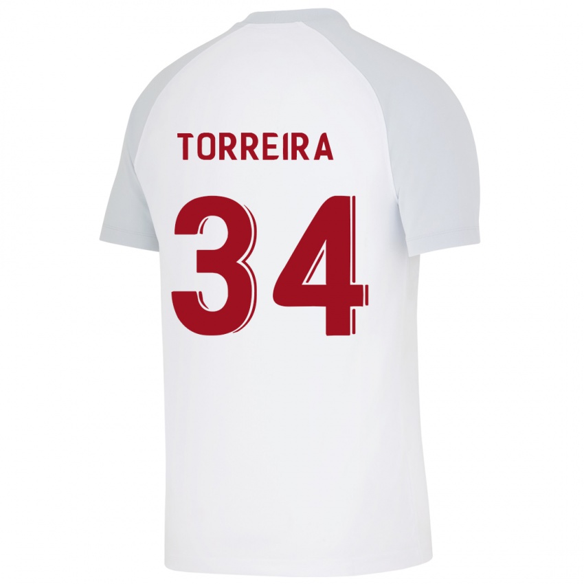 Hombre Camiseta Lucas Torreira #34 Blanco 2ª Equipación 2023/24 La Camisa Perú